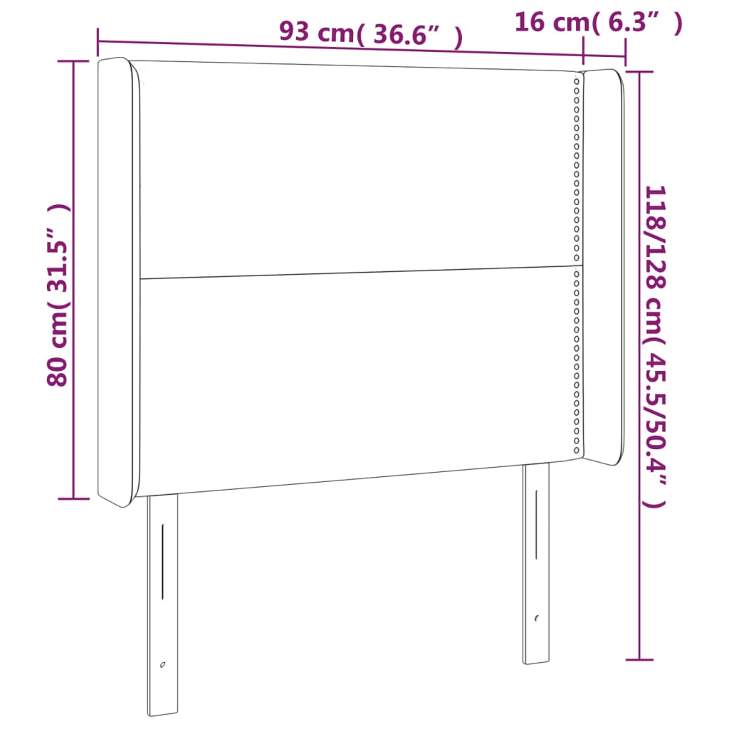 vidaXL Cabecero con LED cuero sintético gris 93x16x118/128cm