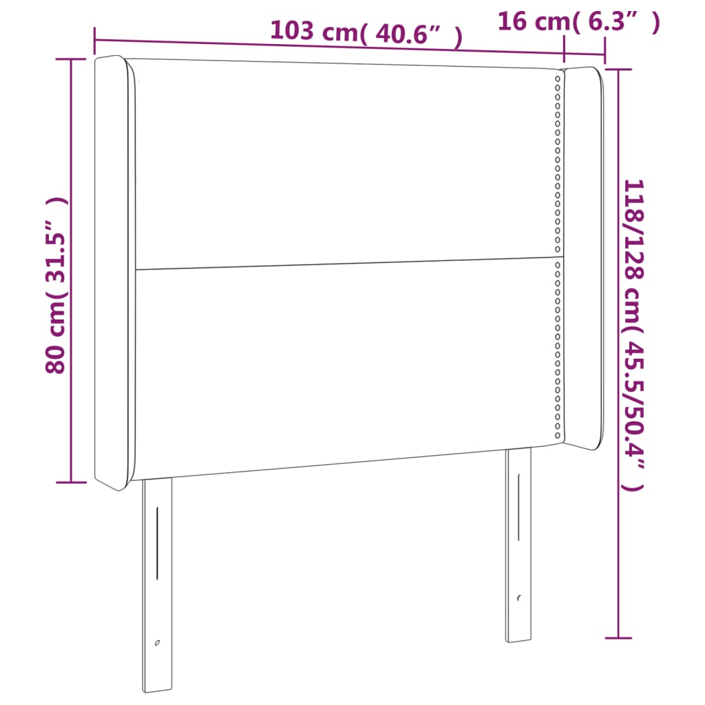 vidaXL Cabecero con LED cuero sintético negro 103x16x118/128 cm