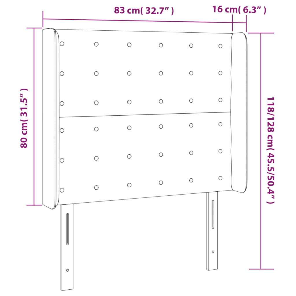 vidaXL Cabecero con LED cuero sintético negro 83x16x118/128 cm