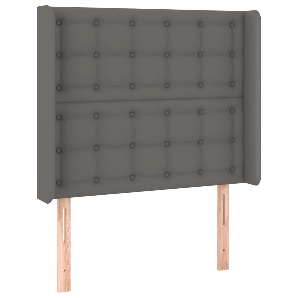 vidaXL Cabecero con LED cuero sintético gris 83x16x118/128cm