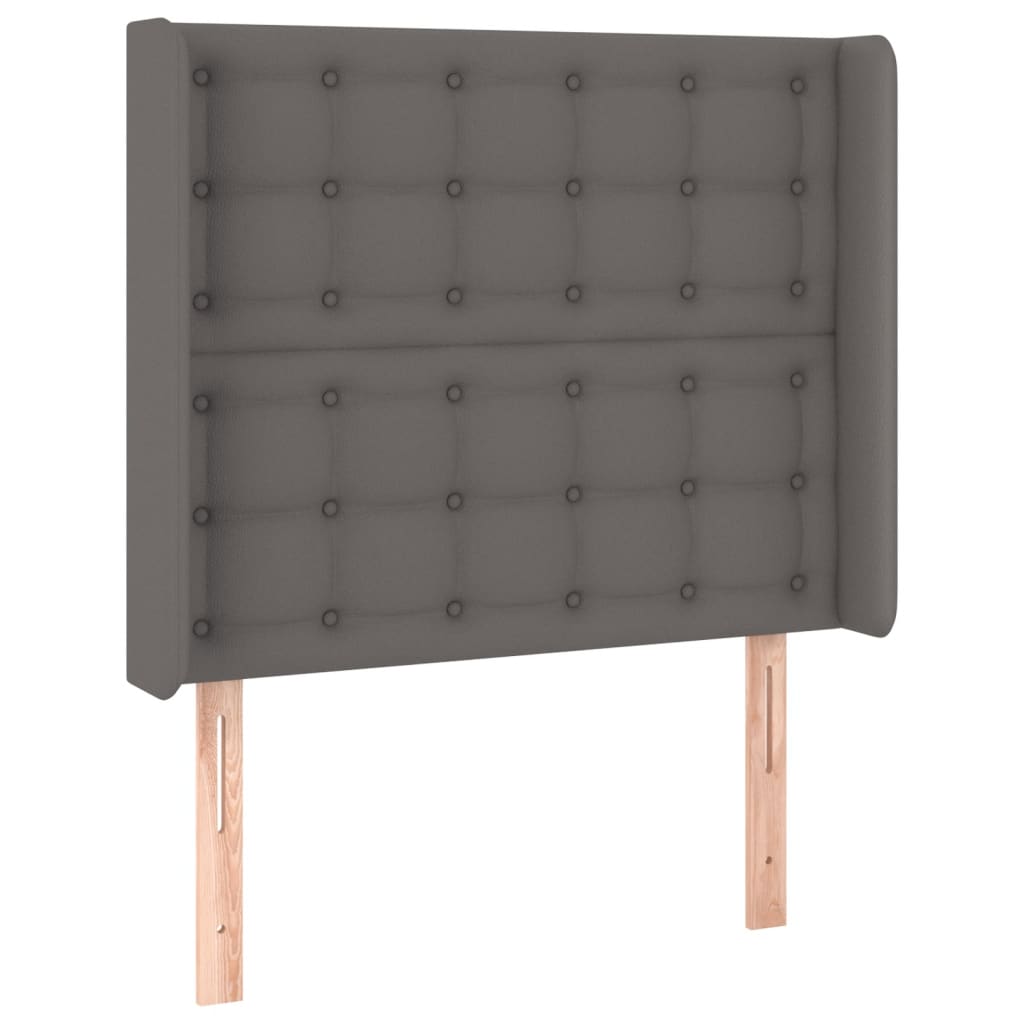 vidaXL Cabecero con LED cuero sintético gris 93x16x118/128cm