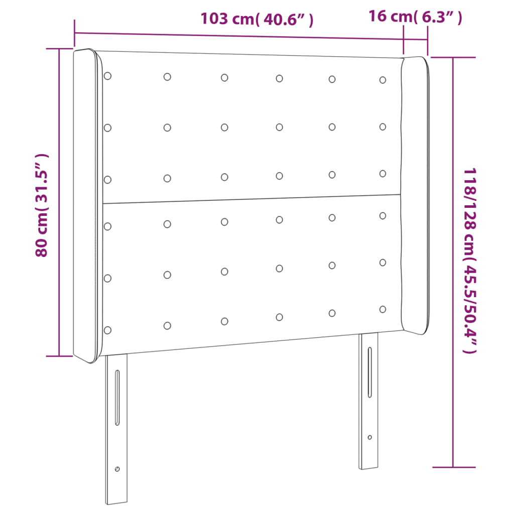 vidaXL Cabecero con LED cuero sintético negro 103x16x118/128 cm