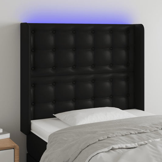 vidaXL Cabecero con LED cuero sintético negro 103x16x118/128 cm