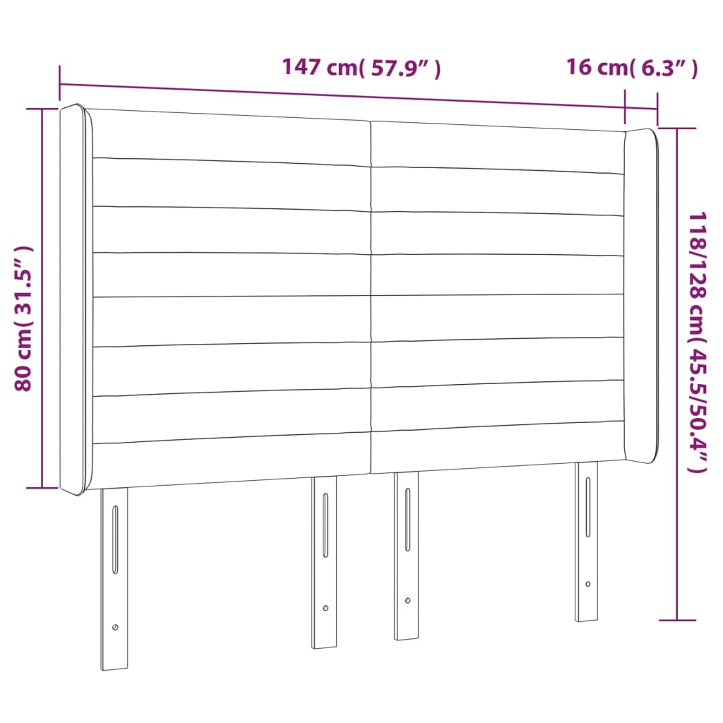 vidaXL Cabecero con LED de tela color crema 147x16x118/128 cm