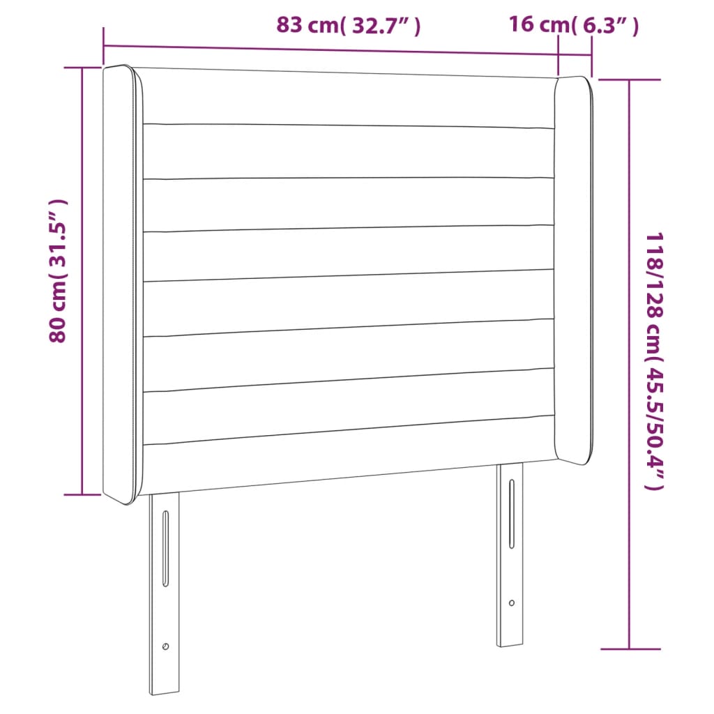 vidaXL Cabecero con LED de terciopelo negro 83x16x118/128 cm