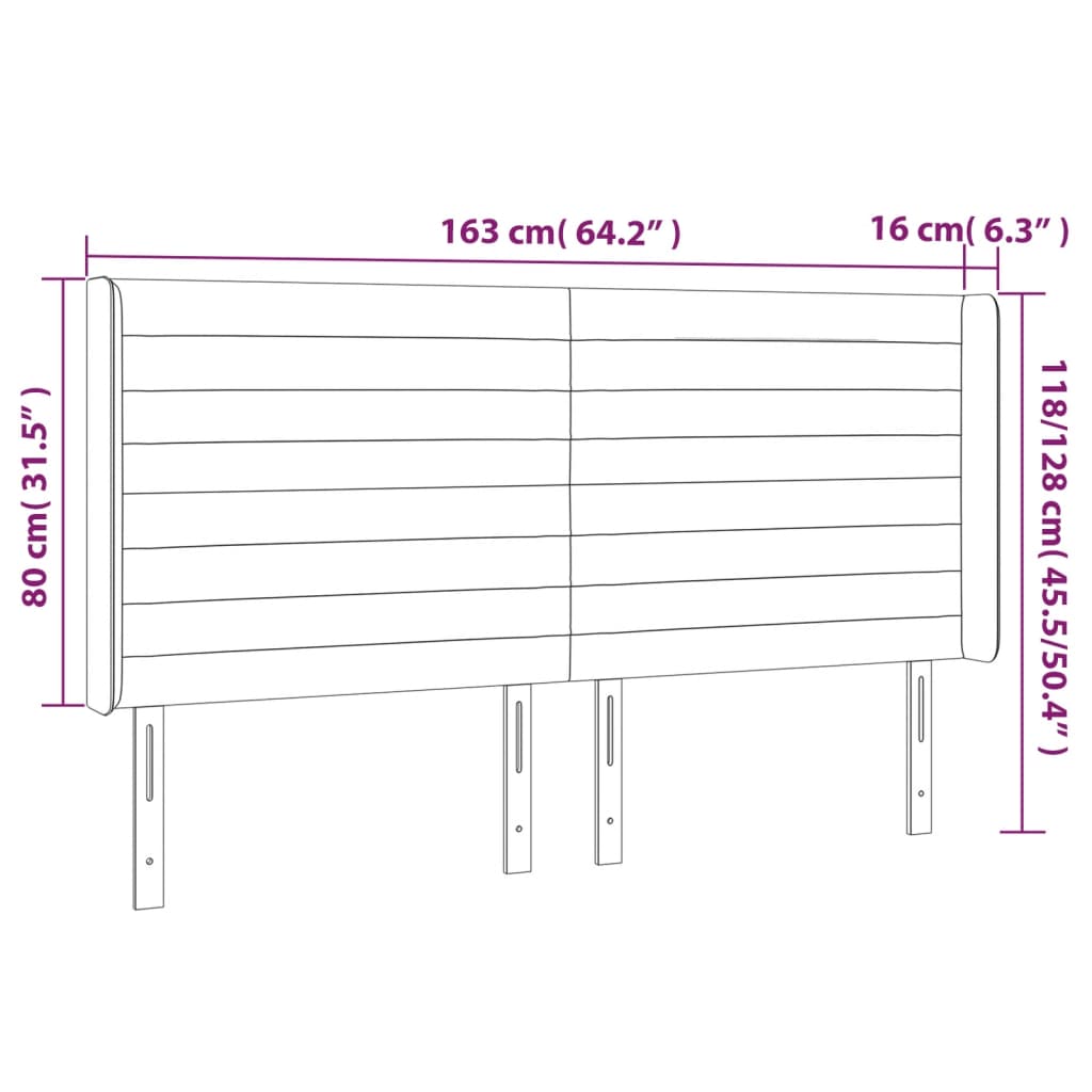 vidaXL Cabecero con LED de terciopelo gris oscuro 163x16x118/128 cm