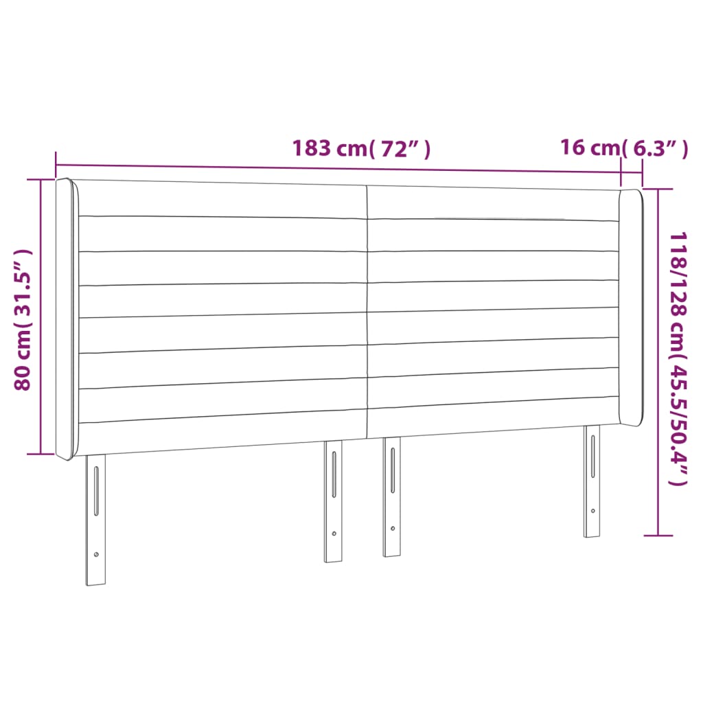 vidaXL Cabecero con LED de terciopelo gris claro 183x16x118/128 cm