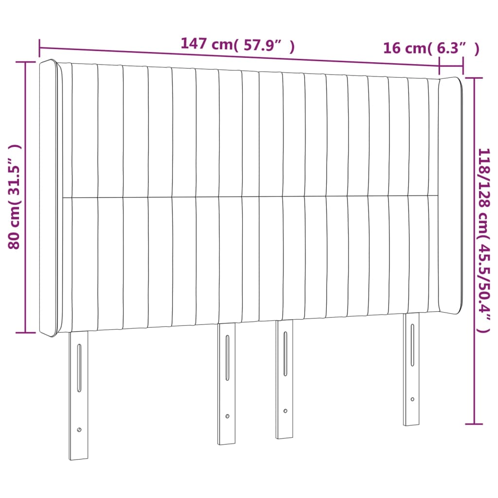 vidaXL Cabecero con LED de tela gris taupe 147x16x118/128 cm