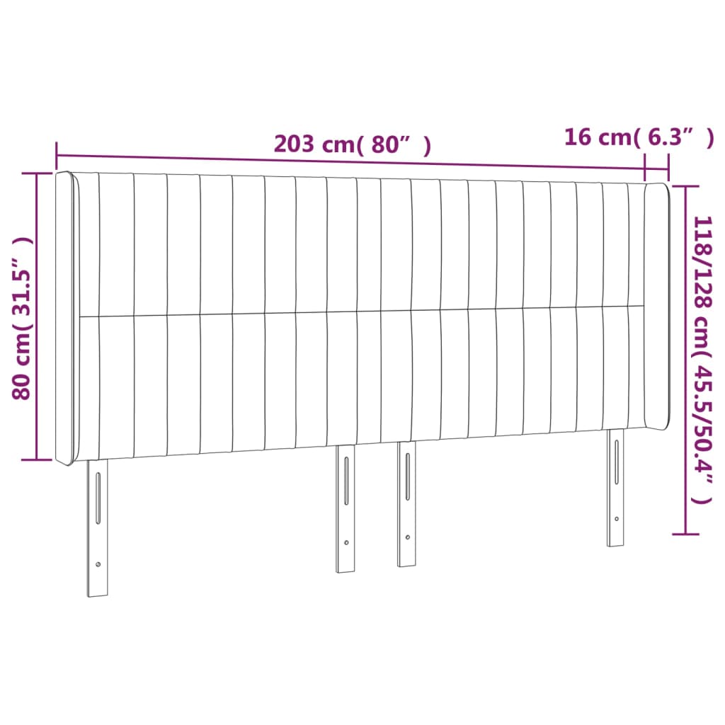 vidaXL Cabecero con LED de tela gris taupe 203x16x118/128 cm