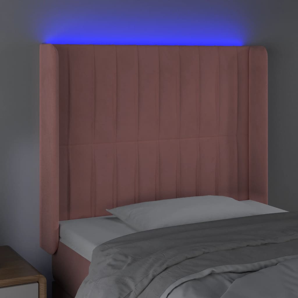 vidaXL Cabecero con LED de terciopelo rosa 103x16x118/128 cm