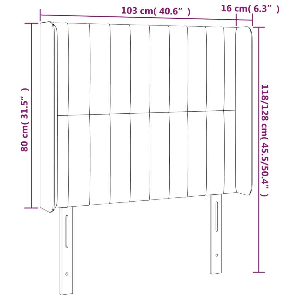 vidaXL Cabecero con LED de terciopelo rosa 103x16x118/128 cm