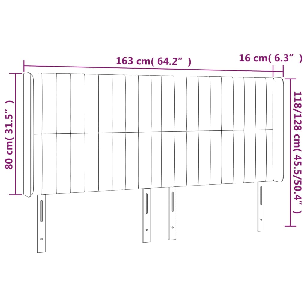 vidaXL Cabecero con LED de terciopelo azul oscuro 163x16x118/128 cm