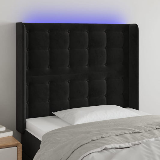 vidaXL Cabecero con LED de terciopelo negro 103x16x118/128 cm