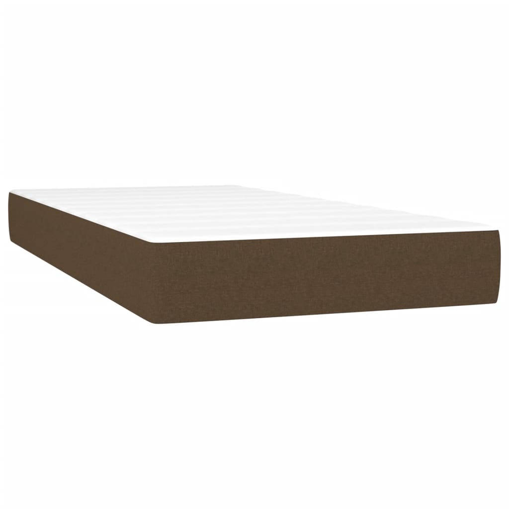 vidaXL Cama box spring colchón luces LED tela marrón oscuro 100x200cm