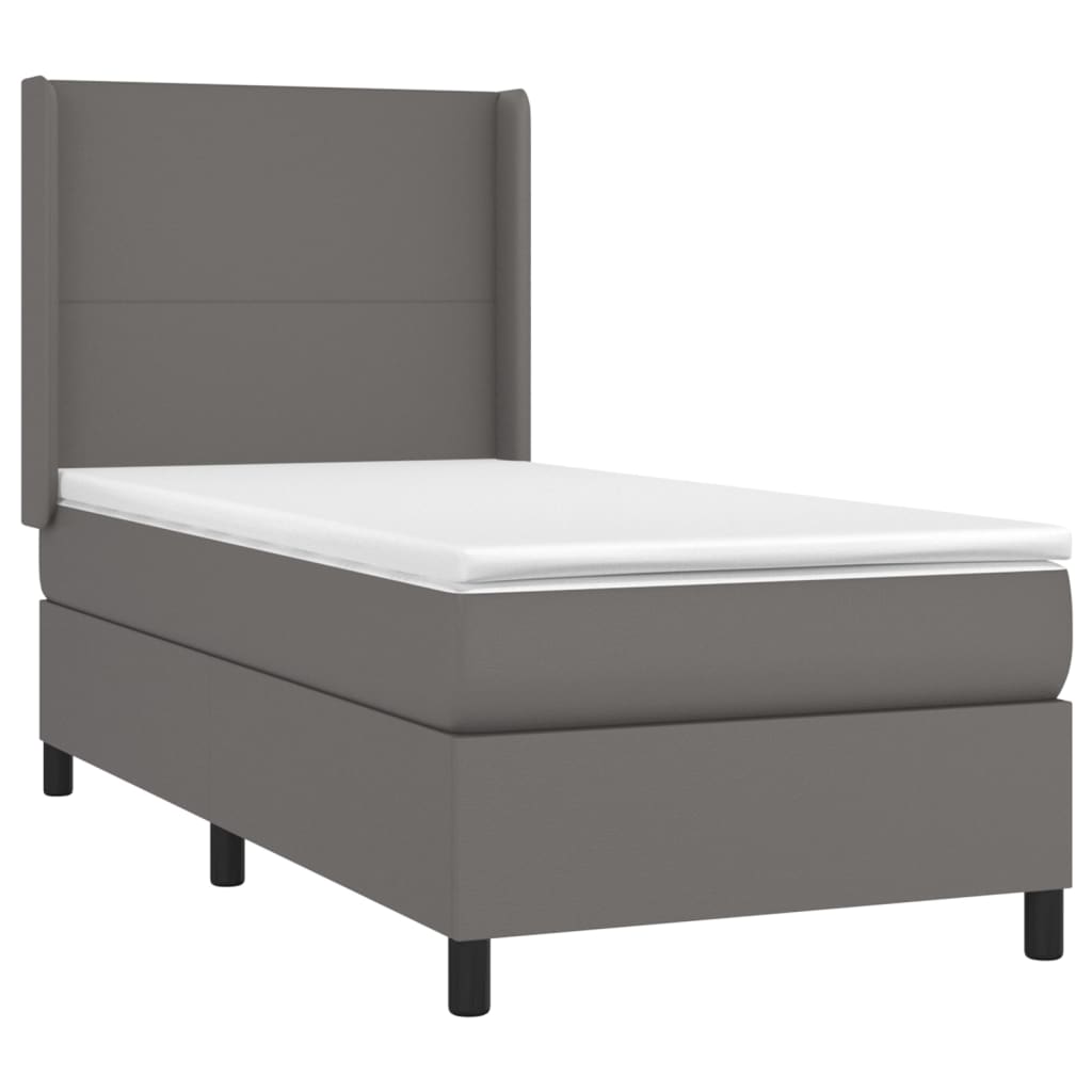 vidaXL Cama box spring colchón y LED cuero sintético gris 100x200 cm