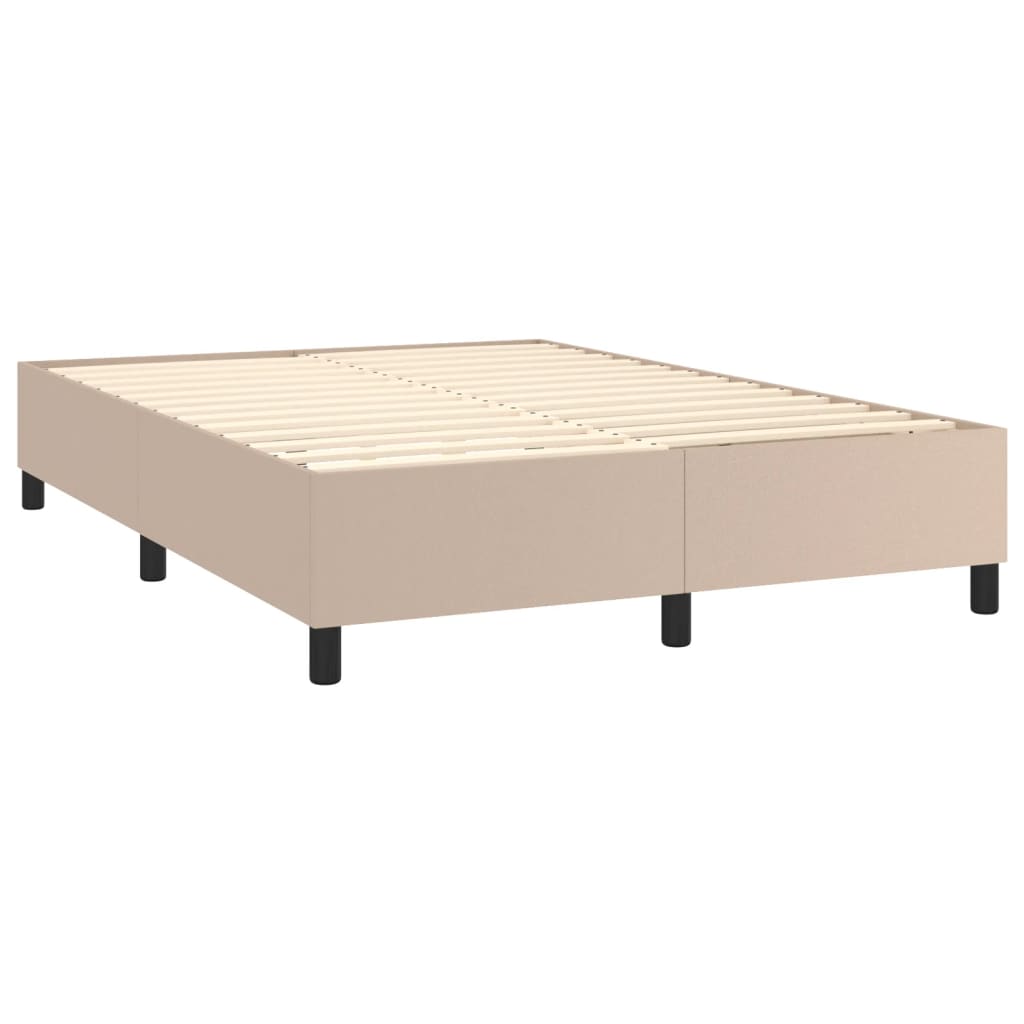 vidaXL Cama box spring colchón LED cuero sintético capuchino 140x190cm