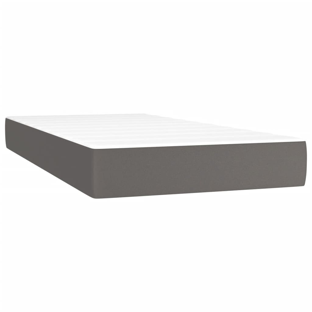 vidaXL Cama box spring colchón y LED cuero sintético gris 100x200 cm