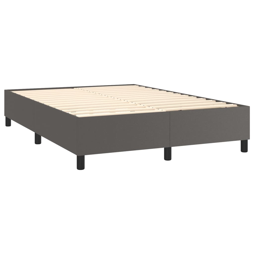 vidaXL Cama box spring colchón y LED cuero sintético gris 140x200 cm