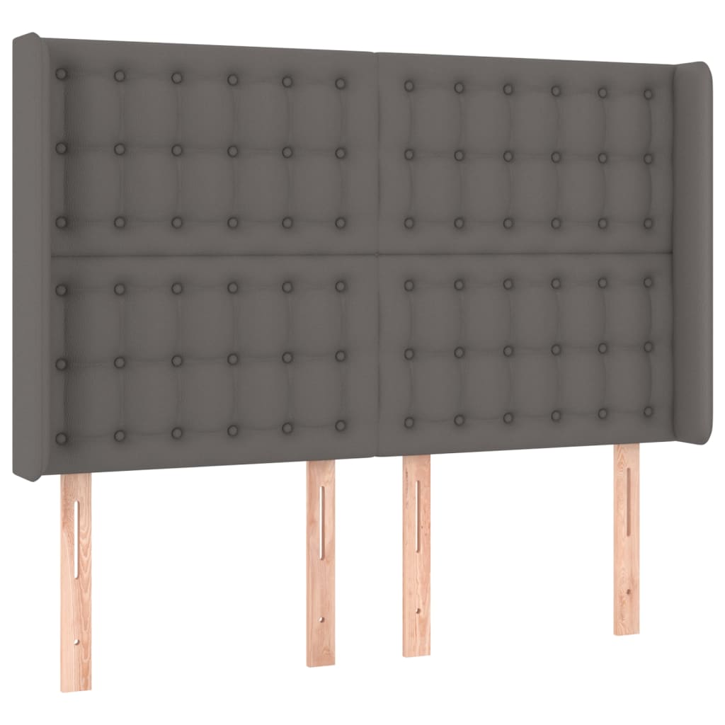 vidaXL Cama box spring colchón y LED cuero sintético gris 140x200 cm