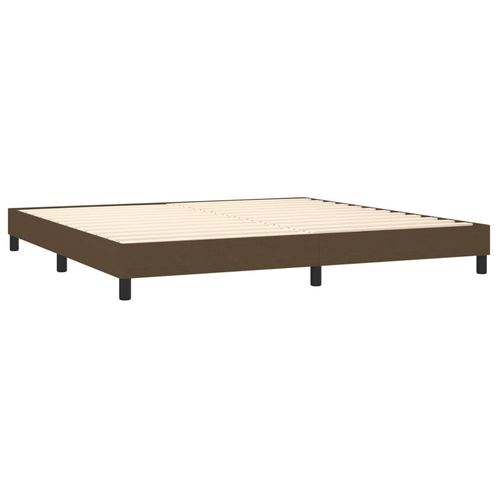 vidaXL Cama box spring colchón luces LED tela marrón oscuro 200x200 cm