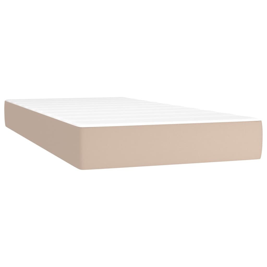 vidaXL Cama box spring colchón LED cuero sintético capuchino 90x190 cm