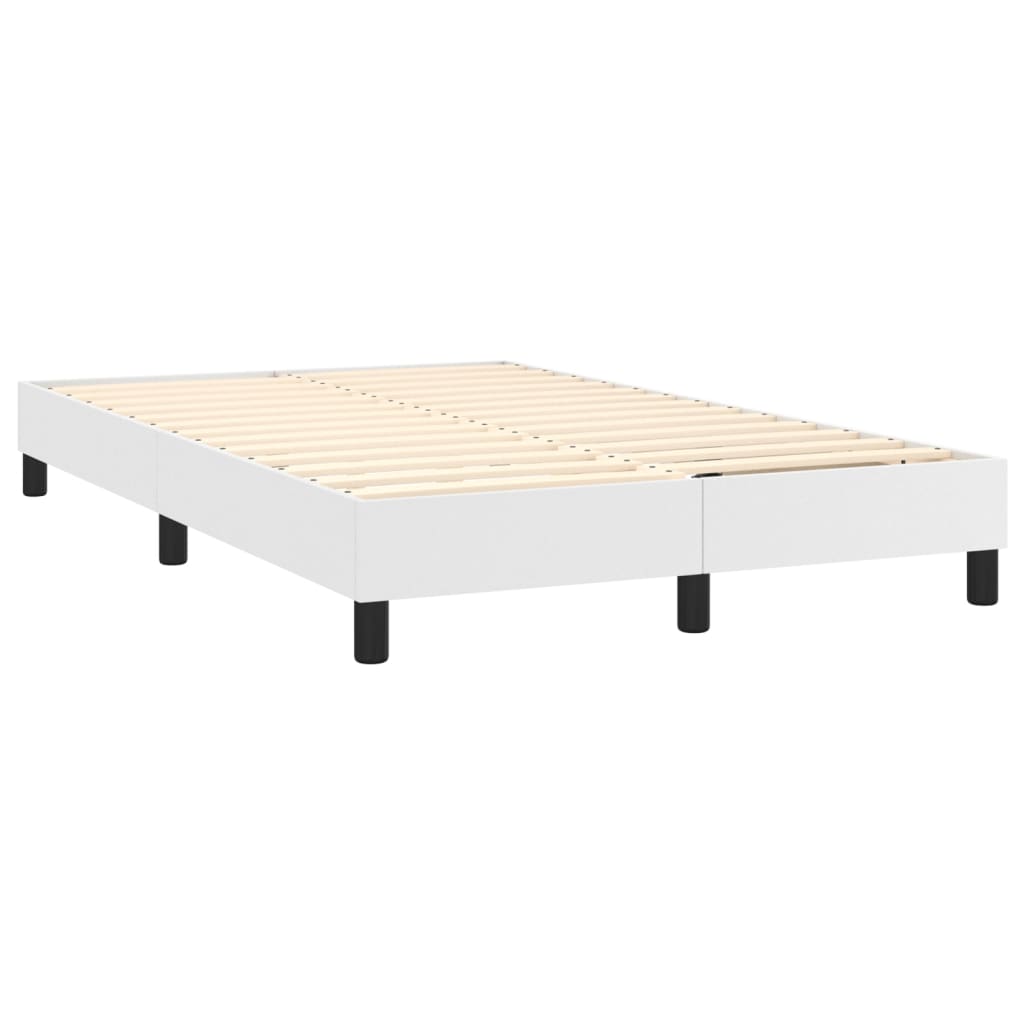 vidaXL Cama box spring colchón y LED cuero sintético blanco 120x200 cm