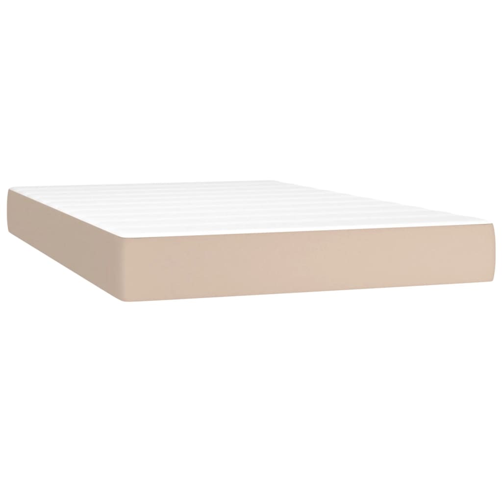 vidaXL Cama box spring colchón LED cuero sintético capuchino 120x200cm