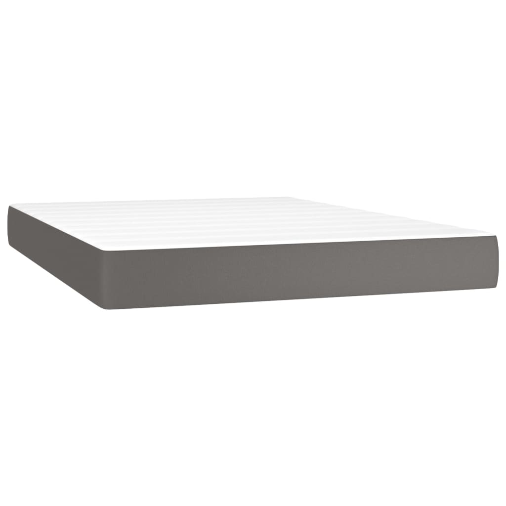 vidaXL Cama box spring colchón y LED cuero sintético gris 140x200 cm