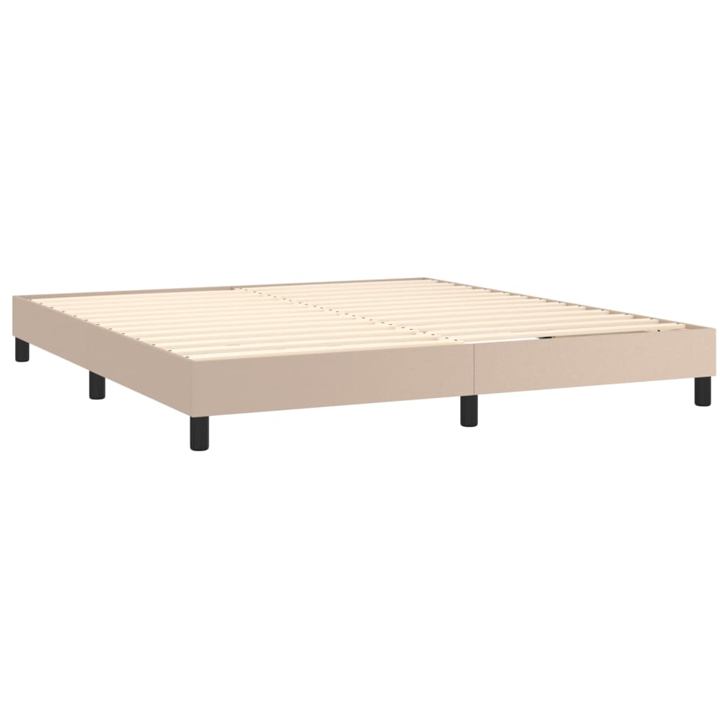 vidaXL Cama box spring colchón LED cuero sintético capuchino 160x200cm