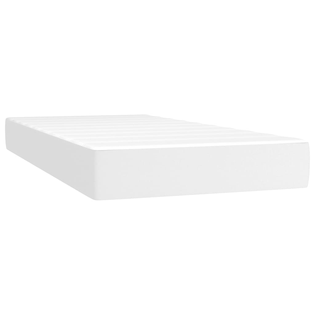 vidaXL Cama box spring colchón y LED cuero sintético blanco 200x200 cm