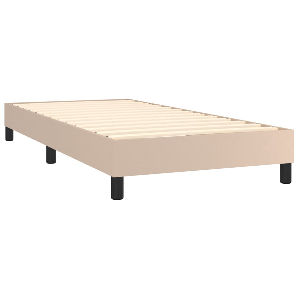 vidaXL Cama box spring colchón LED cuero sintético capuchino 90x190 cm