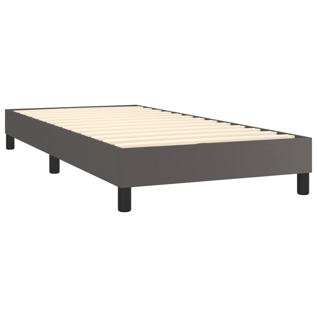 vidaXL Cama box spring colchón y LED cuero sintético gris 100x200 cm