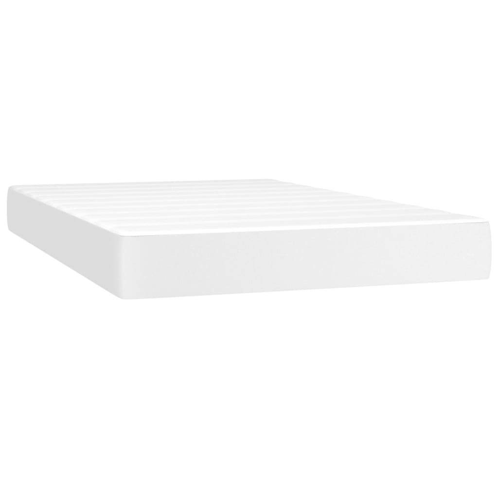 vidaXL Cama box spring colchón y LED cuero sintético blanco 120x200 cm