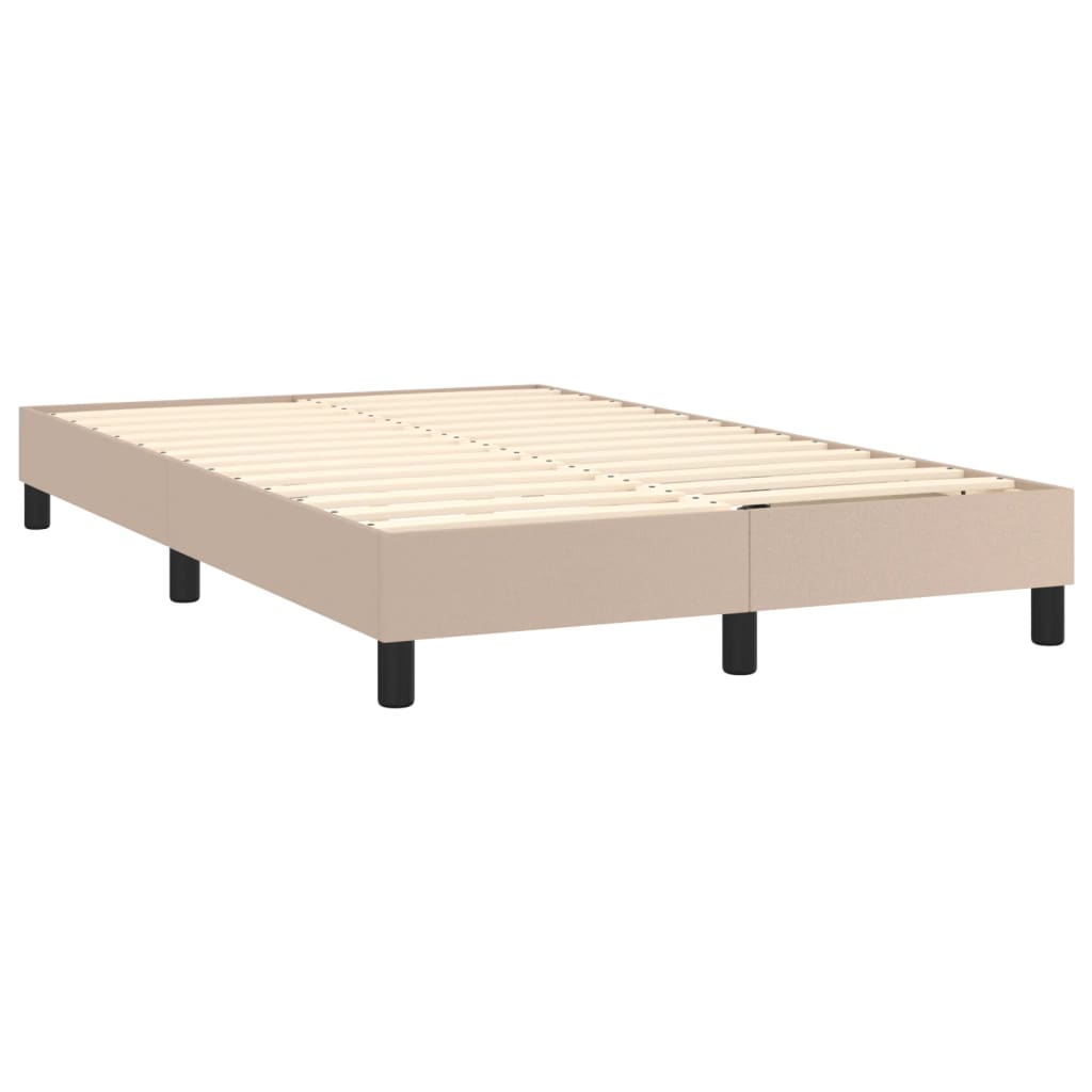 vidaXL Cama box spring colchón LED cuero sintético capuchino 120x200cm