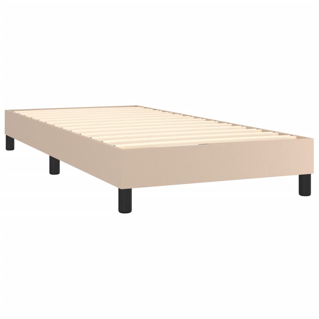 vidaXL Cama box spring colchón LED cuero sintético capuchino 80x200 cm