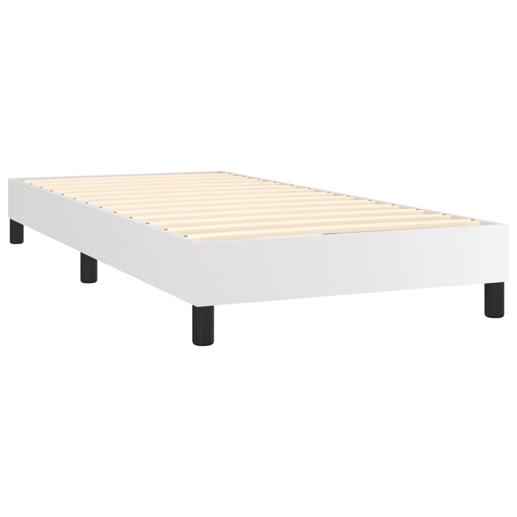 vidaXL Cama box spring colchón y LED cuero sintético blanco 100x200 cm