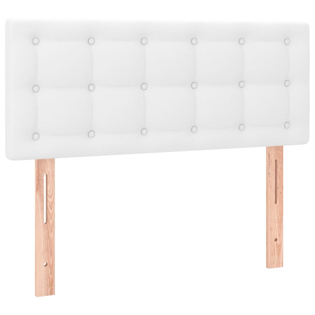 vidaXL Cama box spring colchón y LED cuero sintético blanco 100x200 cm