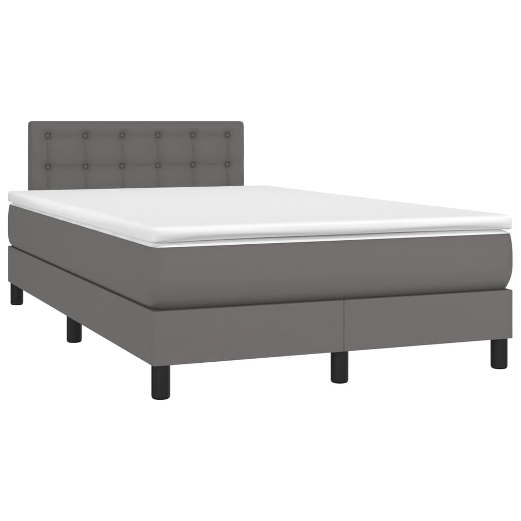 vidaXL Cama box spring colchón y LED cuero sintético gris 120x200 cm