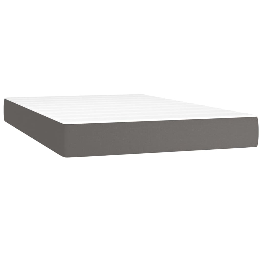 vidaXL Cama box spring colchón y LED cuero sintético gris 120x200 cm