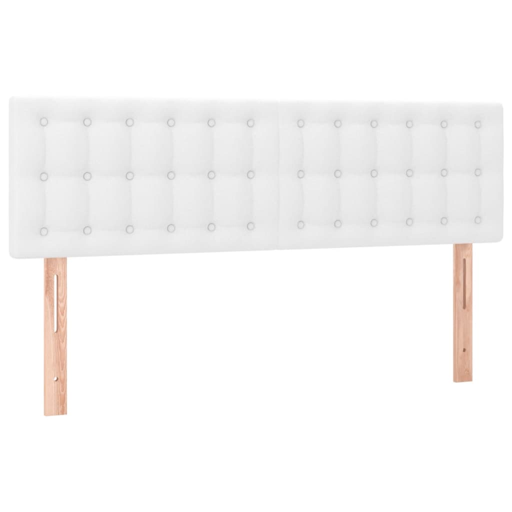 vidaXL Cama box spring colchón y LED cuero sintético blanco 140x190 cm