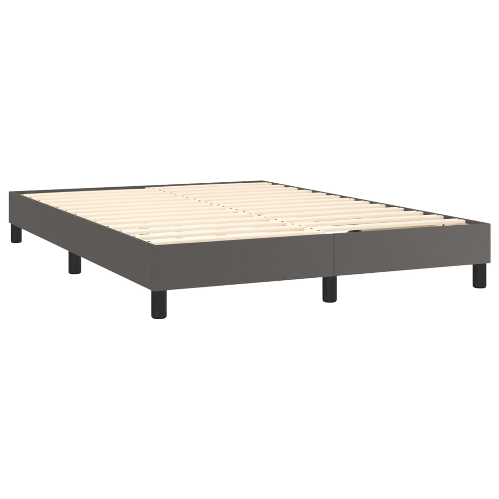 vidaXL Cama box spring colchón y LED cuero sintético gris 140x200 cm