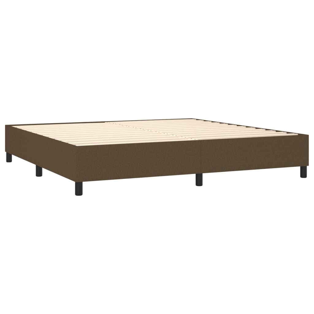 vidaXL Cama box spring colchón luces LED tela marrón oscuro 200x200 cm