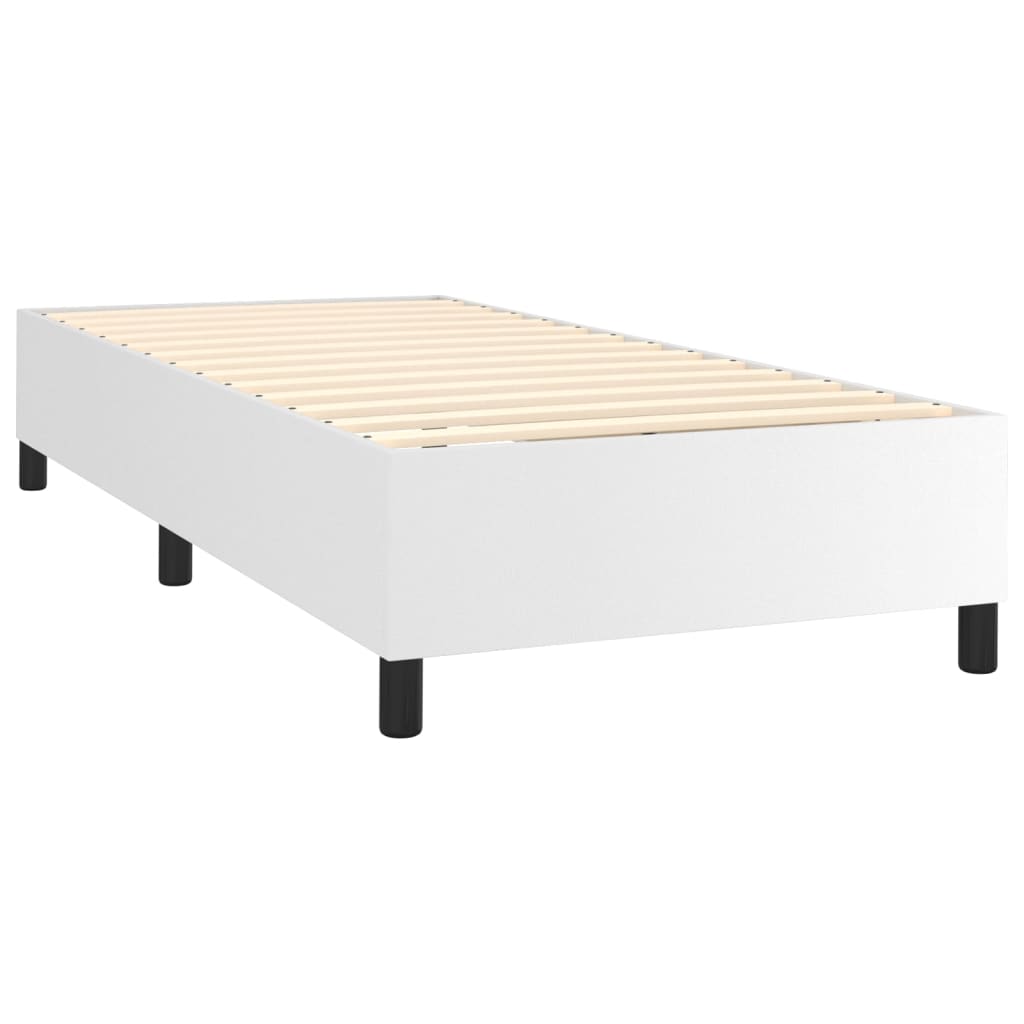 vidaXL Cama box spring colchón y LED cuero sintético blanco 100x200 cm