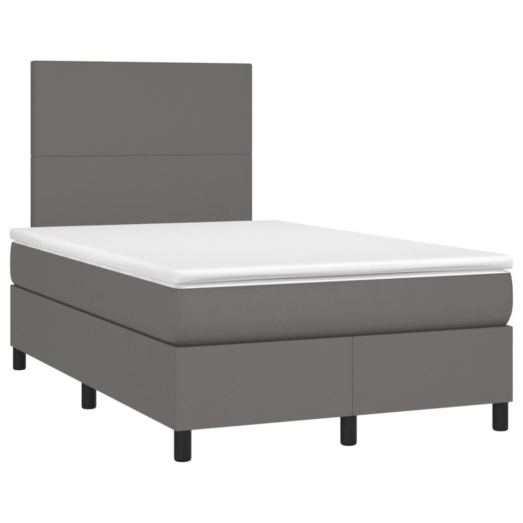 vidaXL Cama box spring colchón y LED cuero sintético gris 120x200 cm