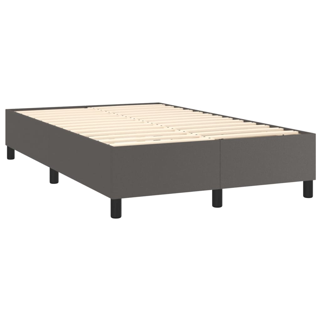 vidaXL Cama box spring colchón y LED cuero sintético gris 120x200 cm