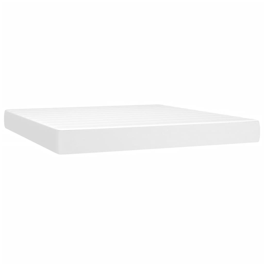 vidaXL Cama box spring colchón y LED cuero sintético blanco 180x200 cm