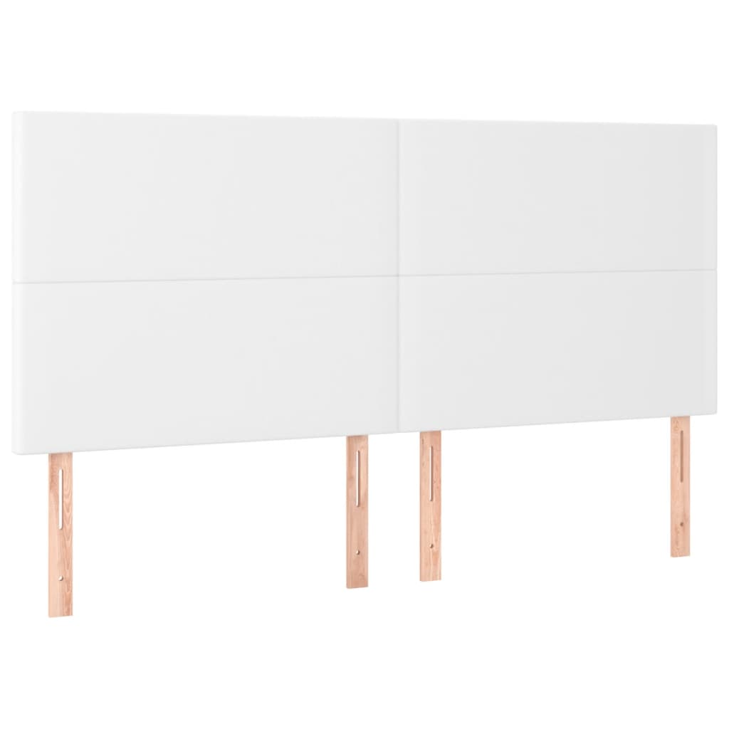 vidaXL Cama box spring colchón y LED cuero sintético blanco 180x200 cm