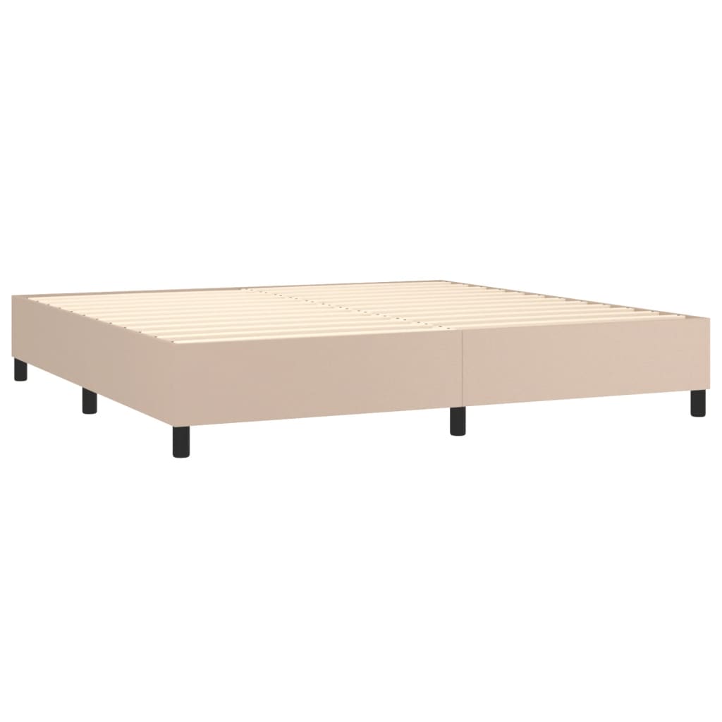 vidaXL Cama box spring colchón LED cuero sintético capuchino 200x200cm