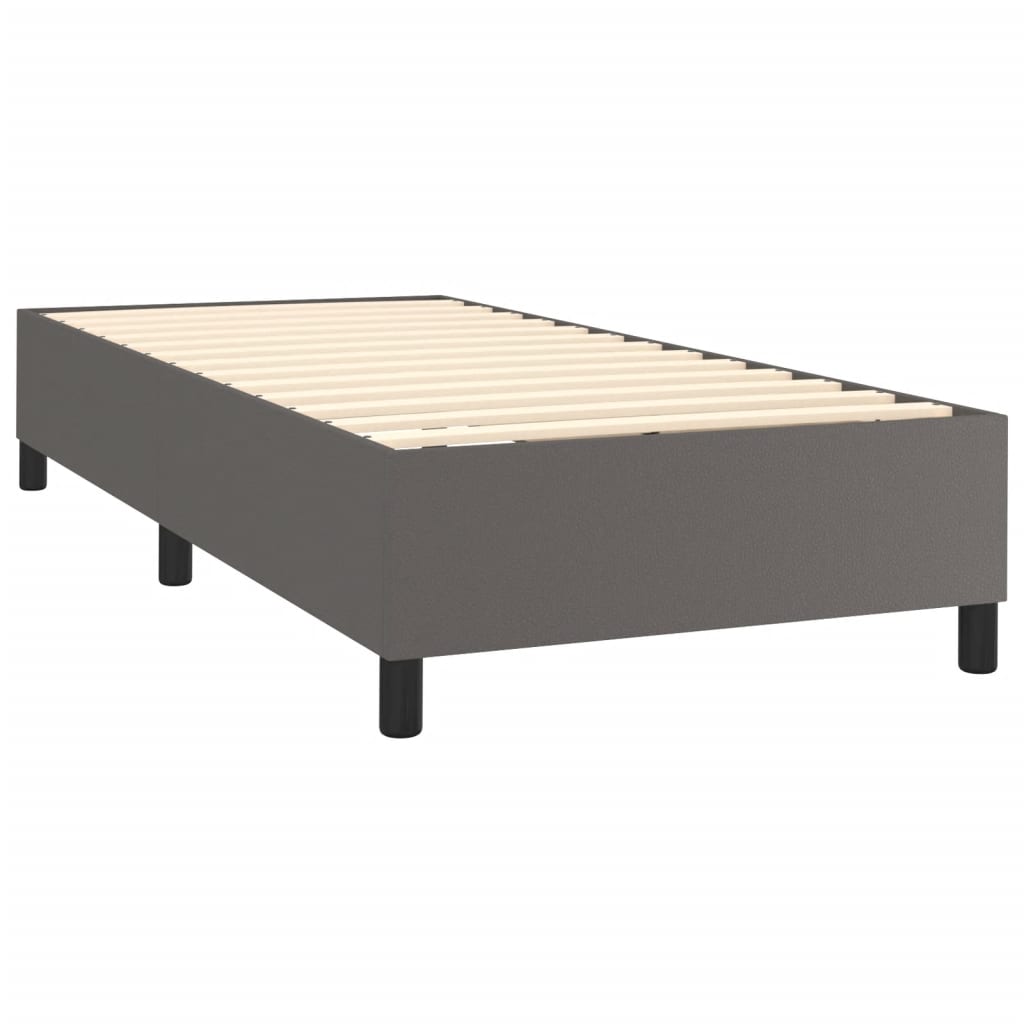 vidaXL Cama box spring colchón y LED cuero sintético gris 100x200 cm