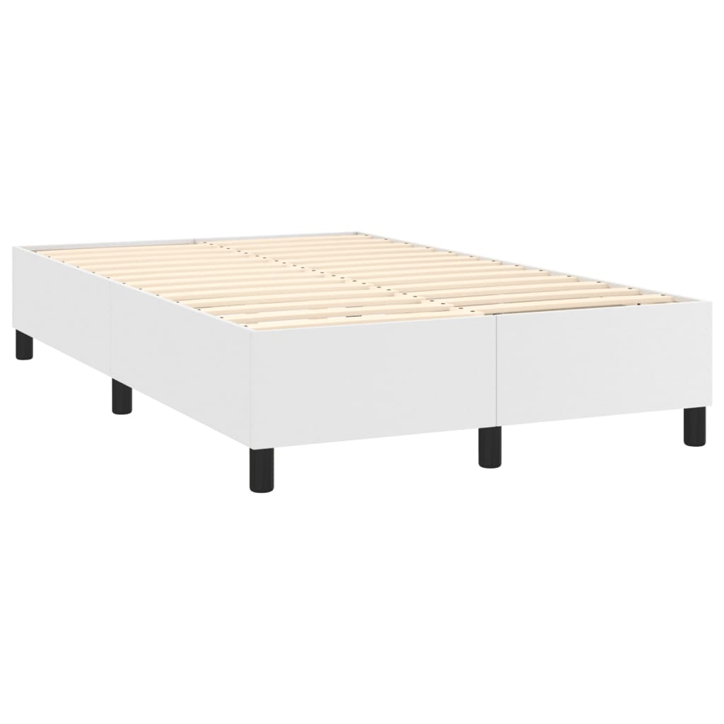 vidaXL Cama box spring colchón y LED cuero sintético blanco 120x200 cm